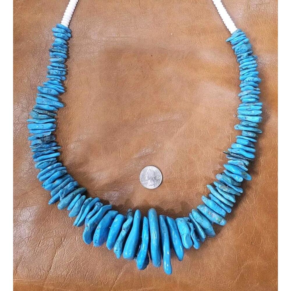 Massive Turquoise Nugget Necklace Santo Domingo Pueblo 28.5" Long 478 Grams!